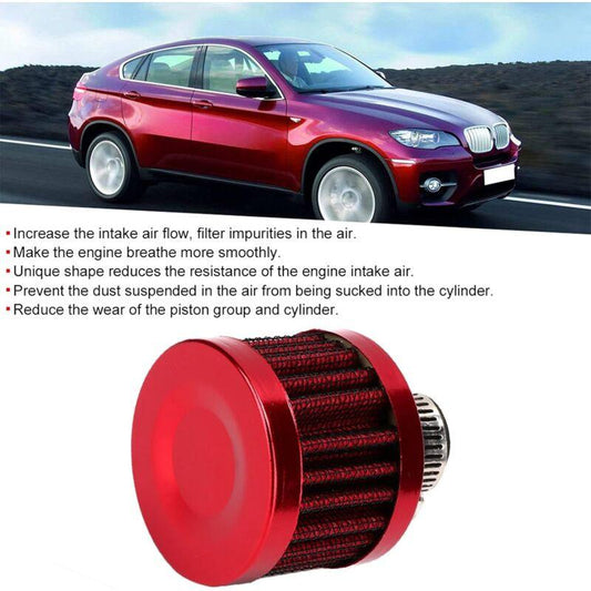 Air Filter, 25Mm 1In Mini Cold Crankcase Breather Turbo Fan Air Intake Filter For Car Motorcycle(Red).