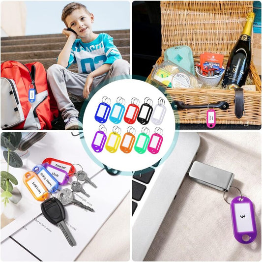 20 Key Tags Plastic 10 Colors, Writable Label For House Keys, Luggage Tags, Pet Name Tags