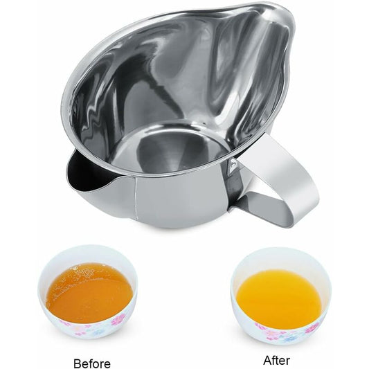 250Ml Gravy Boat Fat Separator, Stainless Steel Grease Bowl Soup Oil Filter, Kitchen Hepler Oil Separator For Grease