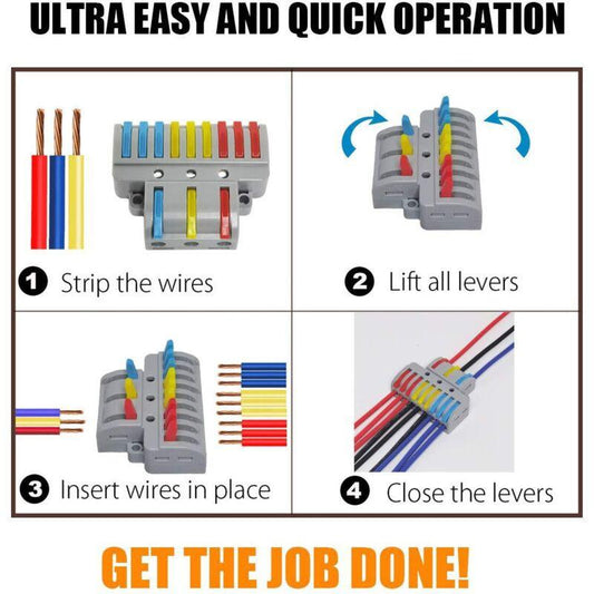 Electrical Connector, 6 pcs 3 In 9 Out Compact Conductor Connector, Cable Terminal Block Quick Spring Connector, With.