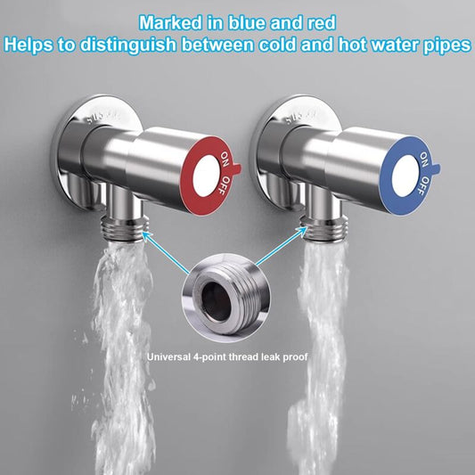 2 pcs Stainless Steel Faucet Angle Valve 1/2' Angle Valve Angle Control Valve For Bathroom, Kitchen, Toilet (Blue, Red)