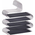 6 Pack Shaped Stainless Steel Non-Slip Pants Hangers For Jeans Scarf Trousers - Black