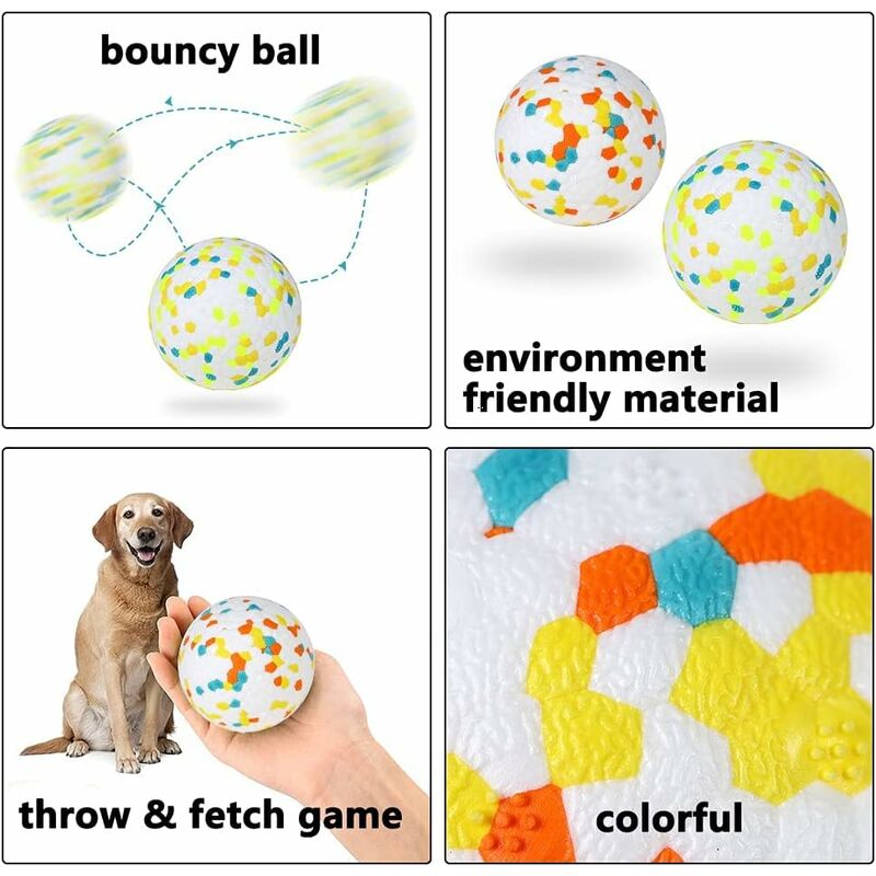 Interactive Dog Toys Training Balls Pet Balls E-Tpu Exercise Play Ball For Medium Large Dogs - 2 Balls 3 Inch Each