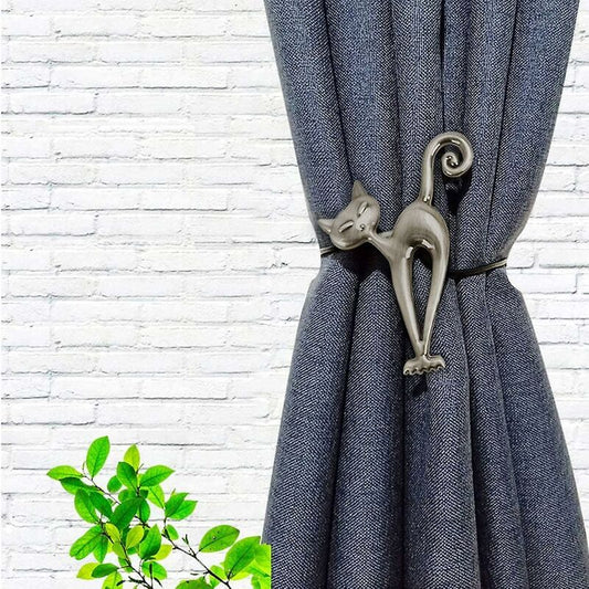 2 pcs Magnetic Curtain Tiebacks Magnetic Curtain Buckle Beautiful Cat Pattern Curtain Clip Curtain Accessories For Home