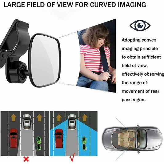Baby Car Mirror, 360° ROtation Car Rear View Mirror, Baby Rear View Mirror With Clip, Baby Monitor For Wide View, Back.