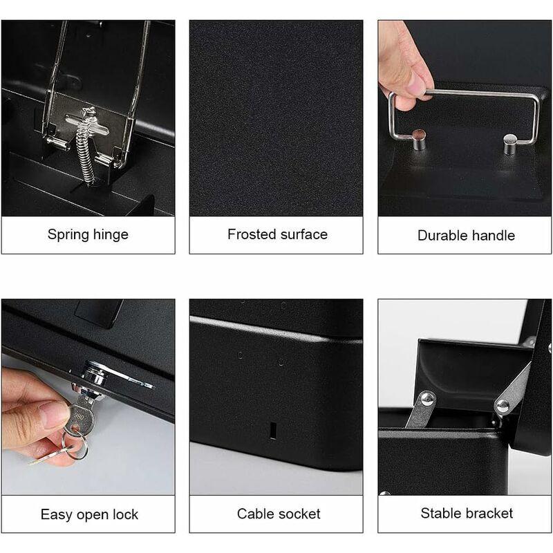 Lockable Metal Money Box Cash, Coin & Security Box Large Cash Box With Lock - New Metal Money Box - Black.