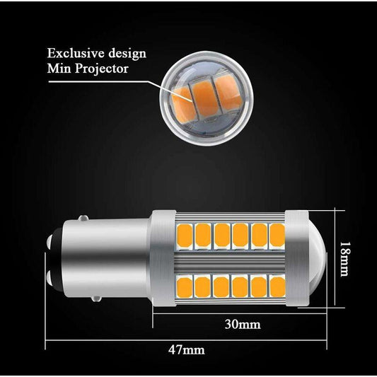 Amber 1157 Ba15D P21/5W 5630 33Smd Car LED Bulbs Canbus 900Lm Super Bright Front And Rear Turn Signal Light Indicator.