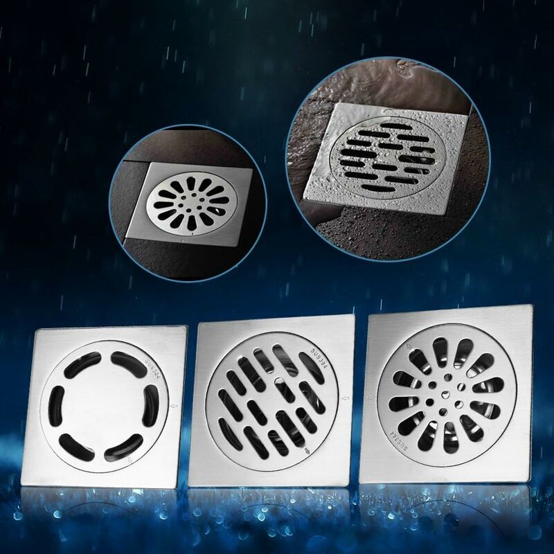 Floor Drain Stainless Steel Thick Anti-Odor Square Shower Drain For Bathroom 100Mm (Style : 2)