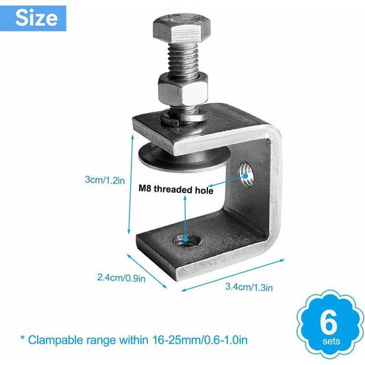 6 pcs Heavy Duty 304 Stainless Steel C-Clamps, For Clamps, Pliers And Turnbuckles, Woodworking Tools, Diy & Auto Repair.