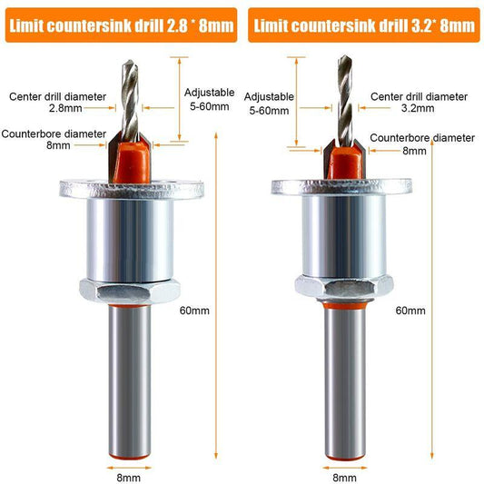 2 pcs Wood Drill Bits, Hss Drill Bit Set, 8Mm Steel Countersink Drill Bits, Countersink Drill Bit Set For Woodworking,.