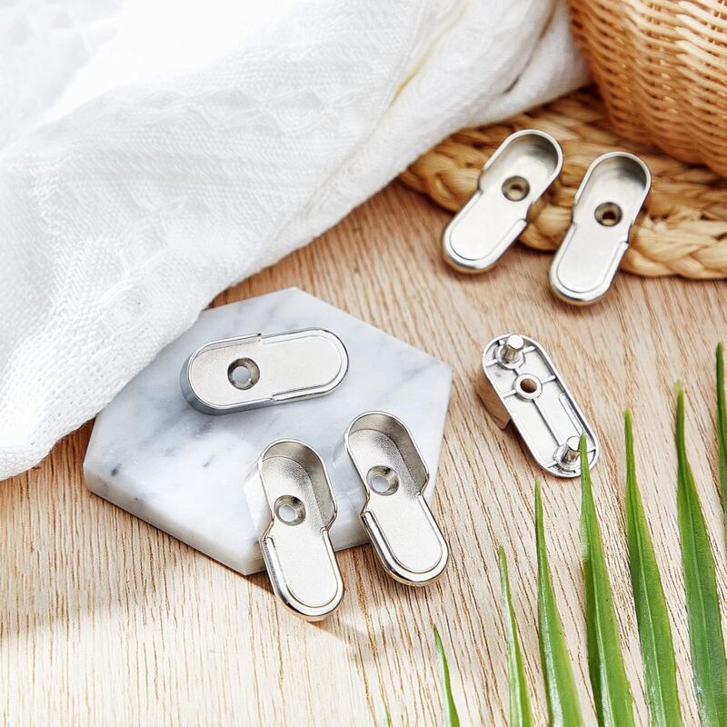 6 pcs Oval Wardrobe Rail End Brackets Nickel Plated Silver Wardrobe ROd Holder 15Mm Wardrobe Flange Rail Brackets And 6