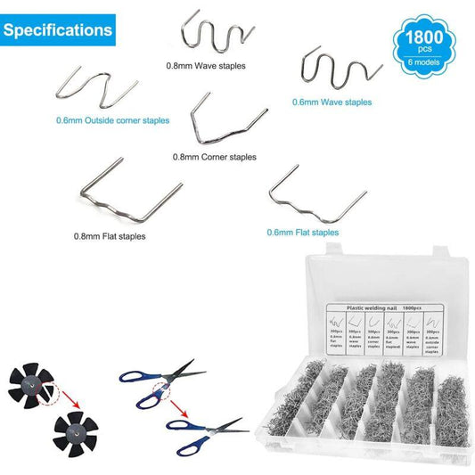 1800 pcs Tungsten Steel Hot Staples, 0.8Mm/0.6Mm Welding ROds Hot Staple Repair Welding Nail, For Car Bumper Plastic.