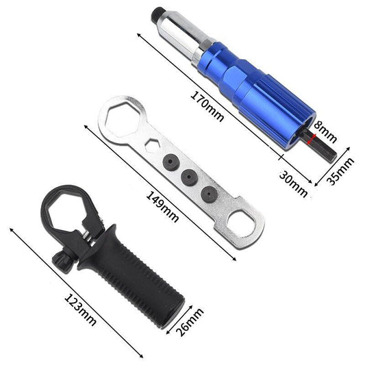 Blind Rivet Adapter To Rivet Gun - Riveting Bits For Cordless Screwdriver And Drill.
