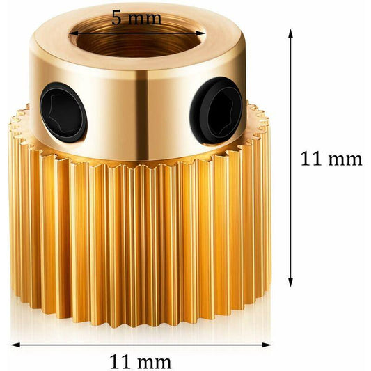 Extruder Wheel 3D Printer Parts Gear 40 Teeth Brass Extruder Wheel Compatible With Cr-10, Cr-10S, S4, S5, Ender 3,.