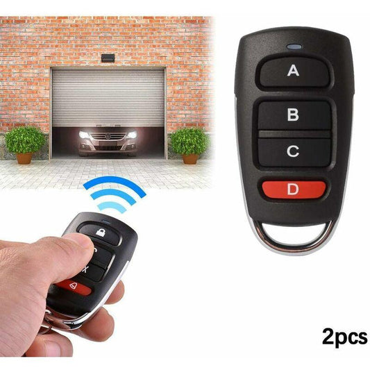 2 Pack Universal Garage Door Cloning Key Fob Remote Control 433Mhz 4 Button Cloner For Garage Door Electric Door Etc.