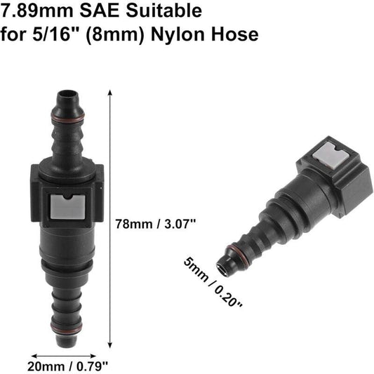 7.89Mm To 8Mm Straight Car Fuel Hose Quick Release Connector 2 Set.