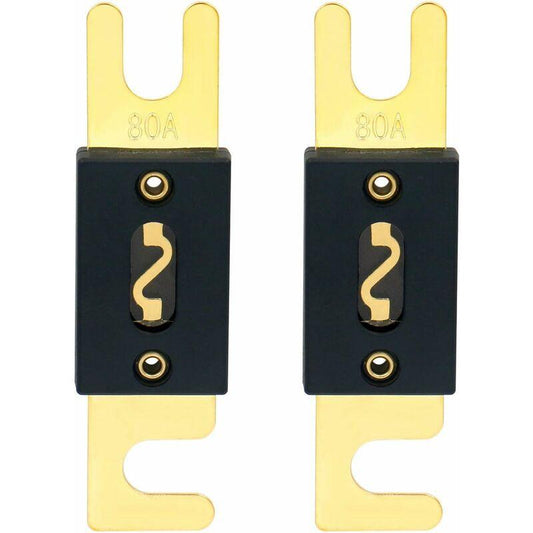 2 Pack Anl Fuse - 80A - For Car Audio System - Black And Gold.