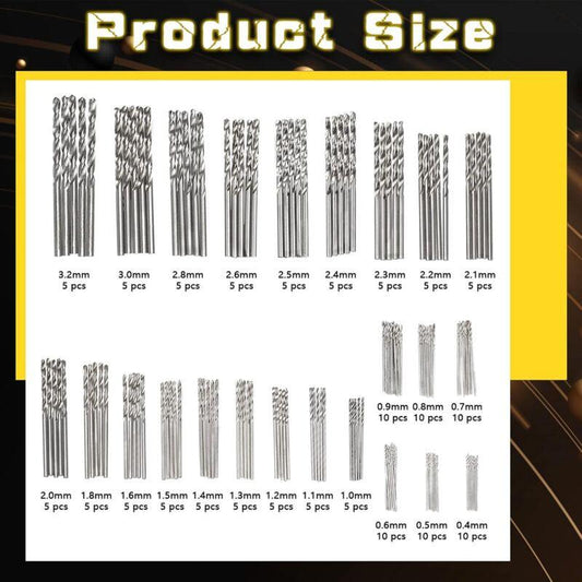 150 pcs Twist Drill Bits High Speed Steel Titanium Micro Drill Bit Set Tool 0.4Mm-3.2Mm For Wood, Metal, Plastic,.