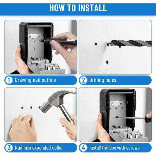 Waterproof Outdoor Security Key Box Key Box Wall Mounted Key Box Large Key Box For Keys, Cards Home Schools Offices.