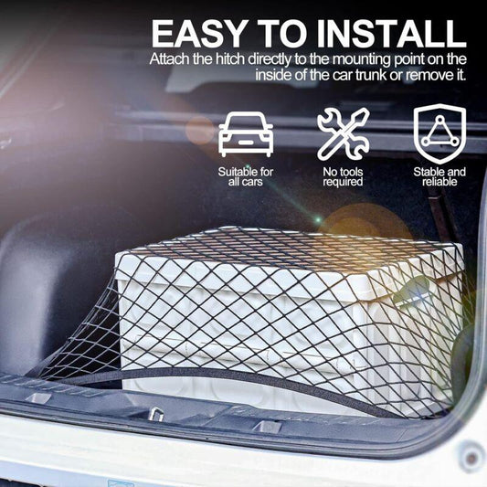 Car Trunk Storage Net Size 8060Cm Luggage Storage Net Storage Net With 6 Carabiners 4 Hooks Elastic Reinforcement.