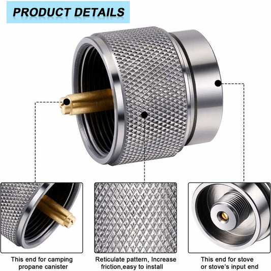 Parts Camping Stove Adapter 1 Lb Propane Small Tank Inlet Outlet Outdoor Cylinder Lpg Canister Adapter.