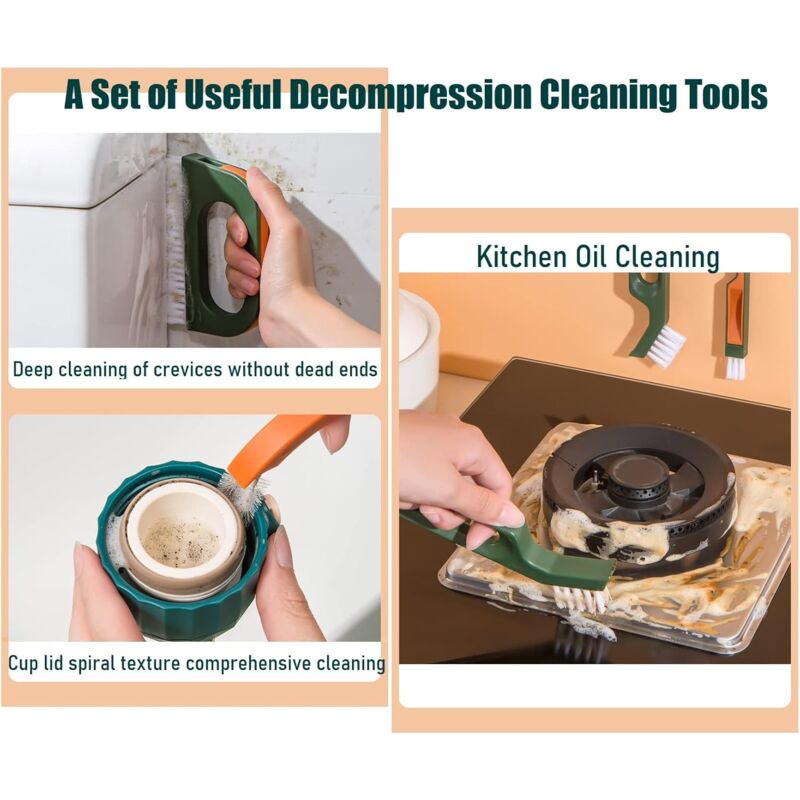 5 In 1 Grout Brush Set, Cleaning Brush For Bathroom And Kitchen, Scrub Tile Grouts, Nooks And Corners, Bottle Brush