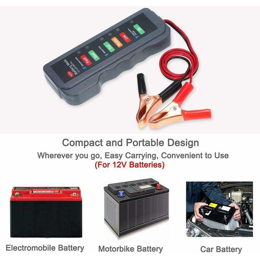 12V Car Battery Alternator Tester LED Digital Battery Condition Alternator Charging Analyzer With Copper Clip LED For.