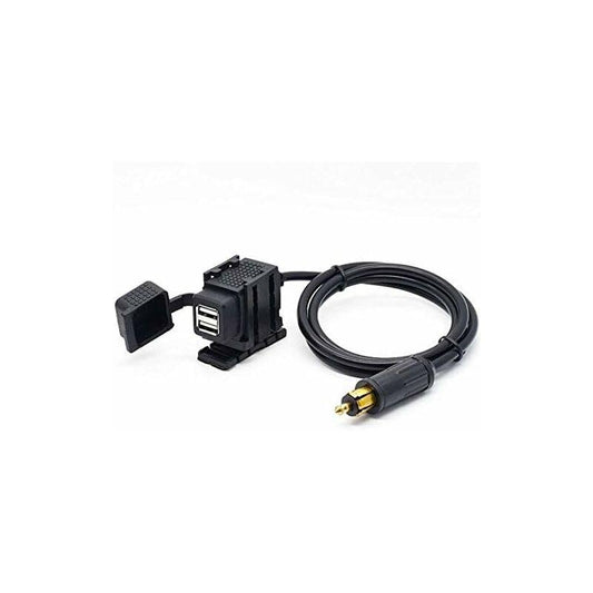 Din Hella Motorcycle Dual Usb Charger Socket Power Adapter 2.1A With 1.8M Cable For Phone / Iphone / Gps Satnav.