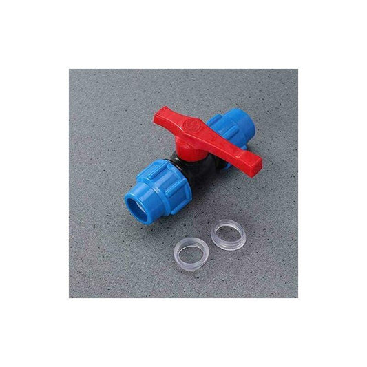 Mdpe Plastic Ball Valve - Compression Pipe Fitting With Inline Ball Valve - For Use With Water Pipe - 32Mm.