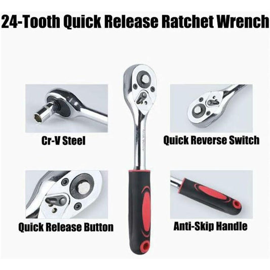 12 Piece 6.35Mm Ratchet Wrench Set, Mechanics Tool Kit & Sockets With Quick Release Reversible Ratchet Handle &.