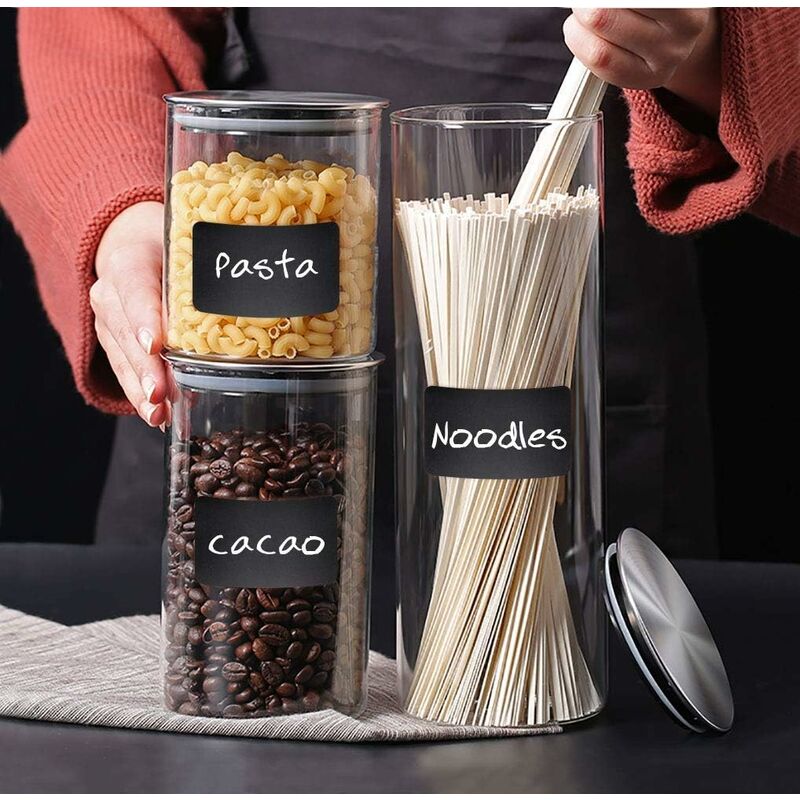 150 pcs Reusable Kitchen Organizer Labels Stickers Kit With Liquid Chalk Markers, Removable Blackboard Labels For