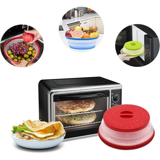 Foldable Microwave Cover, 2 Pieces Foldable Microwave Cover, Food Heating Cover Microwave Splatter Cover With Steam.