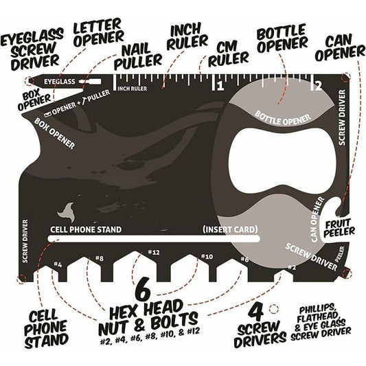 Multi Tool,18 In 1 Multifunction Card Tool Holder Stainless Steel Multi-Tools Pocket Tools Gadget Bottle Opener Men.