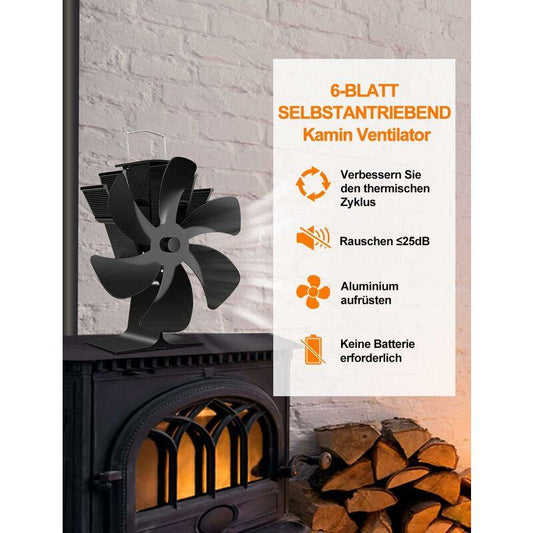 Wood Stove Fan 6 Blades Heat Powered Fireplace Fan Quiet Fan With Overheat Protection For Wood Burning Stove Gas.
