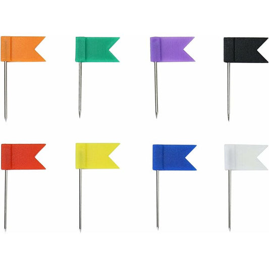 160 Pack Flag Pins, 35Mm Multicolor Push Pins For Cork Board, World Map (8 Assorted Colors)