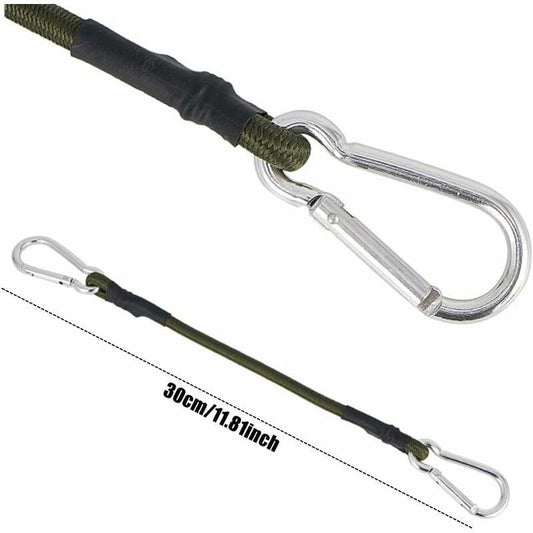 2 Pack 30Cm Heavy Duty Mini Bungee Cords With Carabiner For Camping, Luggage, Travel.