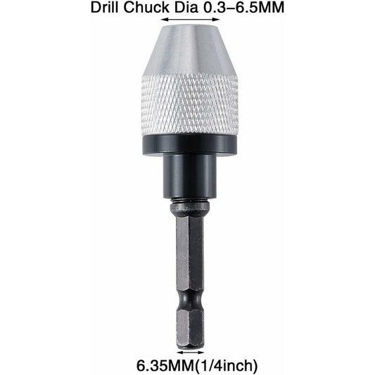 Quick Change Keyless Drill Chuck With 0.3-6.5Mm Hex Shank.