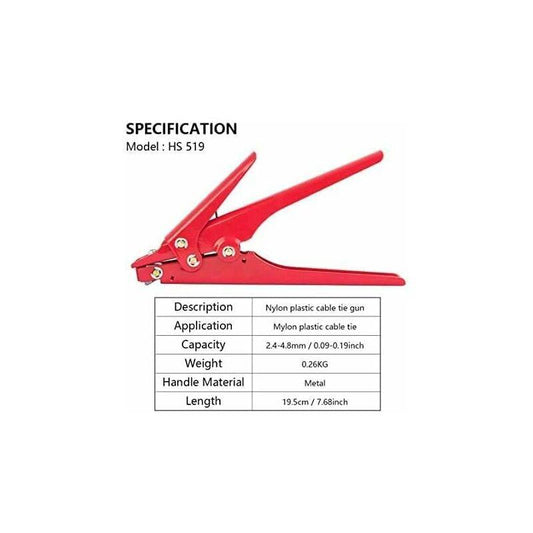 Hs-519 Cable Tie Gun, Cable Tie Tool, Portable Wire Pliers Quick Bundling Hand Tool For 2.4-9.0Mm² Nylon Cable Ties.