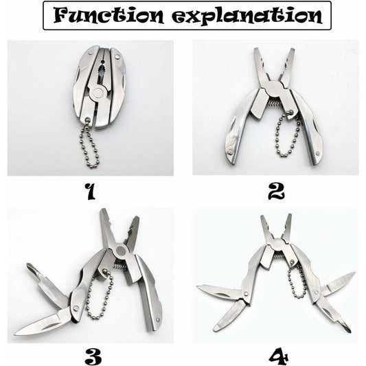 Multi-Tool Pliers Kit Multifunction Pocket Tool With Black Leather Sheath, Multitools Pliers For Camping, Fishing,.