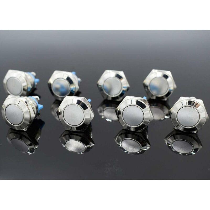 Momentary Metal Push Button Switch 12V 8 pcs 16Mm For Marine Waterproof Car Rv Truck Boat.