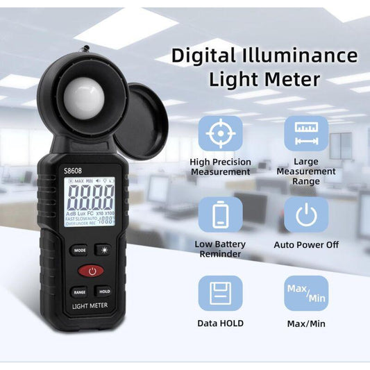 Digital Lux Meter, Light Measurement With 0.1-200,000 Lux, Portable Digital Ambient Light Meter Range Up To 200,000 Lux.