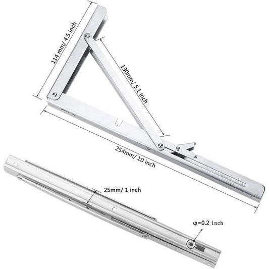 250Mm Folding Wall Shelf, 2 pcs Stainless Steel Folding Bracket, Garage Shelf Support Frame, Heavy Duty Bracket For.