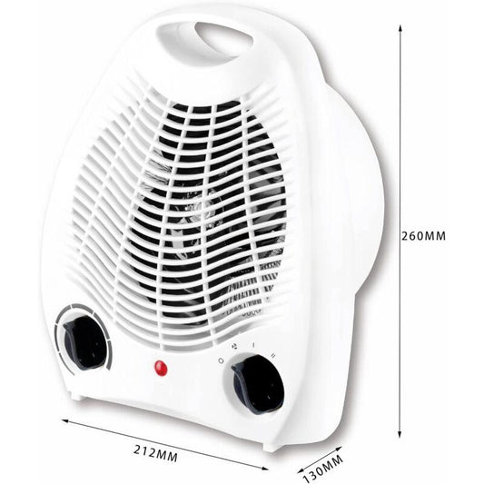 Electric Fan Heater, Electric Stove, 1000W / 2000W, Hot Air Thermo Convector 2 Powers Intuitive Button, Silent, Portable.