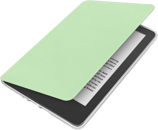 360° Rotating & Detachable Magnetic Case for 7" Kindle Paperwhite 12th Generation (2024) â Auto Wake/Sleep, Hands-Free Stand, Clear Back Cover (Light green).