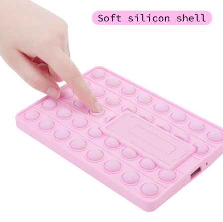Pop It Fidget Case for Kindle Paperwhite 5 (6.8") - Rainbow Silicone Protective Cover with Standï¼Pink.