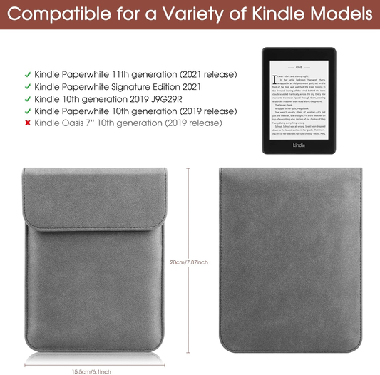 Universal Sleeve Case for 6"ï¼6.8", Kindle Paperwhite/Colorsoft/Signature Edition 2024-2012 Sleeve Bag Pouch Cover for 6-6.8'' Kobo/Tolino/Pocketbook 6-inch ebook Reader,Dark Gray.