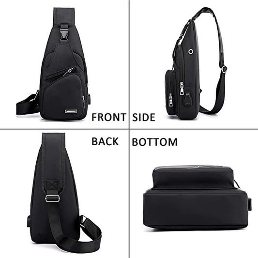Fanny pack - Shoulder bag - With USB charging port - Men's - Chest bag - Anti-theft - Blue