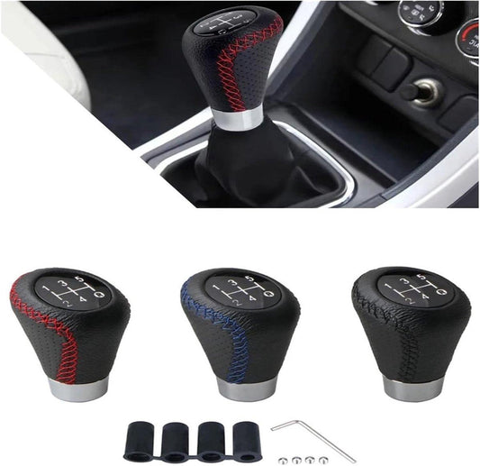 Gear shift lever - Manual gear shift lever - 5-speed transmission - Gear shift lever - Manual transmission - Black leather stitching - Universal gear shift lever (blue).