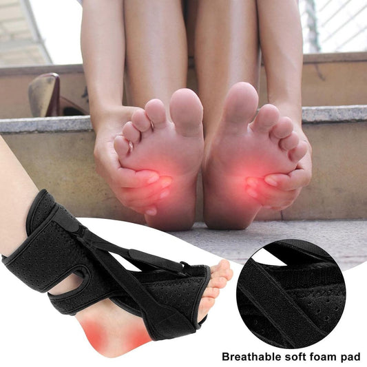 Night splint - Heel spur - Heel spur orthosis - Achilles tendon orthosis - Splint - Strasbourg sock - Achilles tendon - Extra support - Black