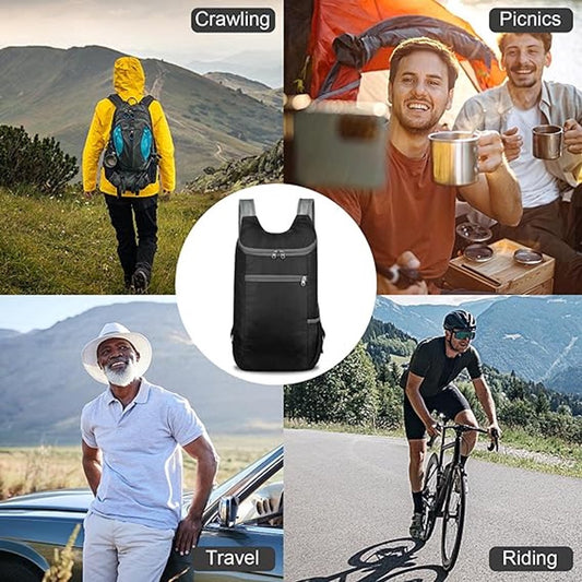 Backpack - Bag - Ultralight foldable backpack - Backpacks - Waterproof canvas, large capacity - Suitable for travel, hiking, camping, cycling, outdoor sports, Unisex, Black, One size